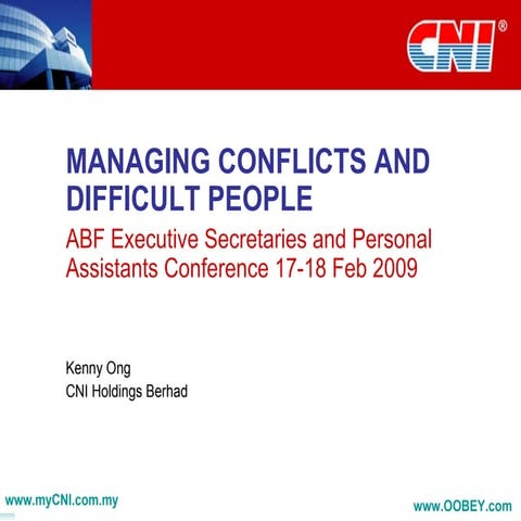 Managing Conflicts And Difficult People