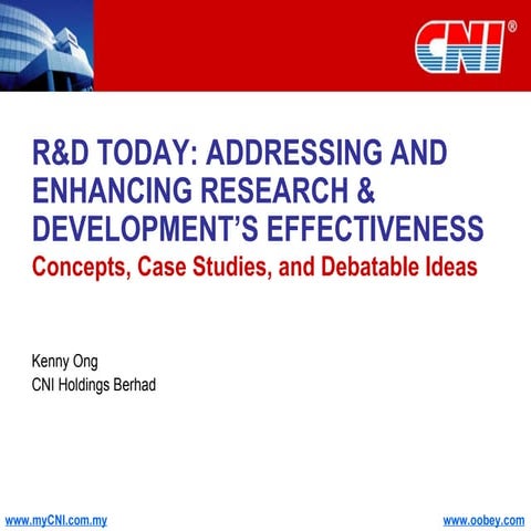 R&D today: Addressing and enhancing Research & Development’s effectiveness