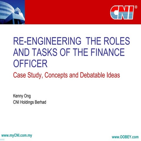 Re-engineering  the roles and tasks of the Finance Officer