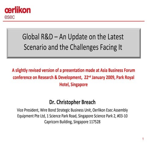 Global R&D – An Update on the Latest Scenario and the Challenges Facing It