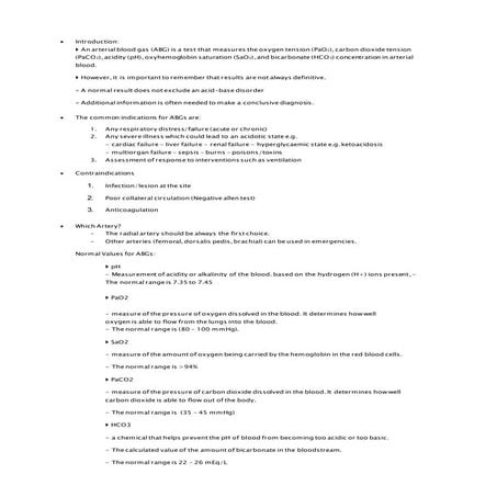 Arterial Blood Gas (ABG)