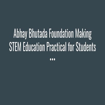 Abhay Bhutada Foundation Making STEM Education Practical for Students | PDF