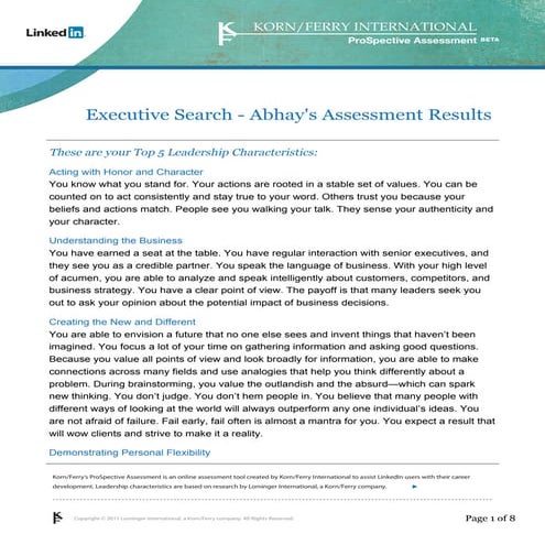 Abhay Pro Spective Assessment by Korn Ferry