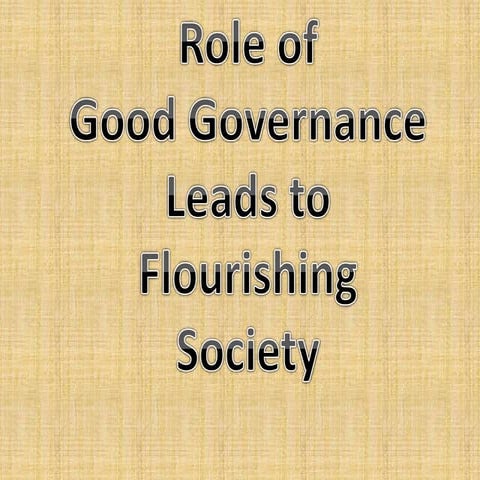 role of good governance and society