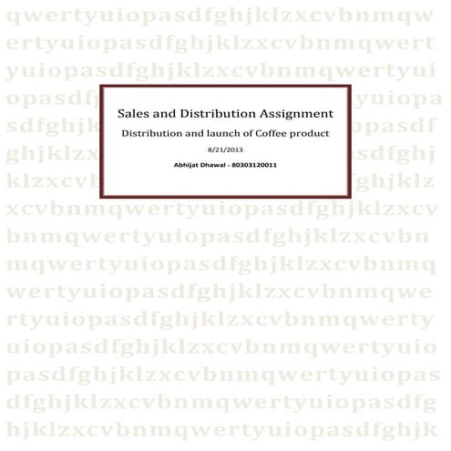 Sales & Distribution Coffee