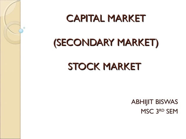 Capital market ppt | PPT
