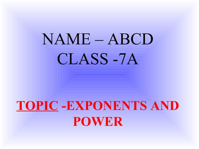 exponents and power