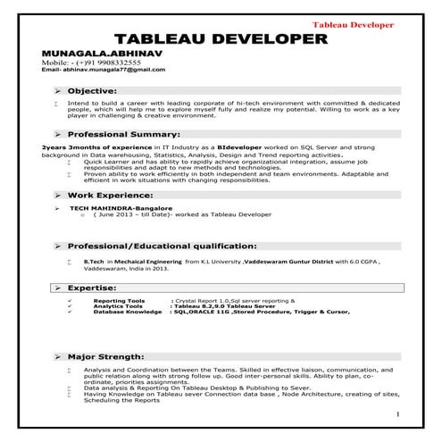 Tableau Developer