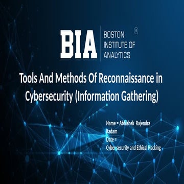 Tools and Methods of Reconnaissance in Cybersecurity: A Comprehensive Guide b...