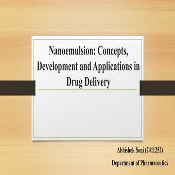 Nanoemulsion: Concepts, Development, and Applications