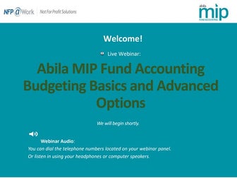 Abila MIP Budget Entry Basics and Advanced