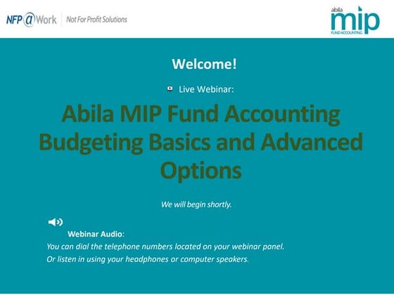 Abila MIP Budget Entry Basics and Advanced