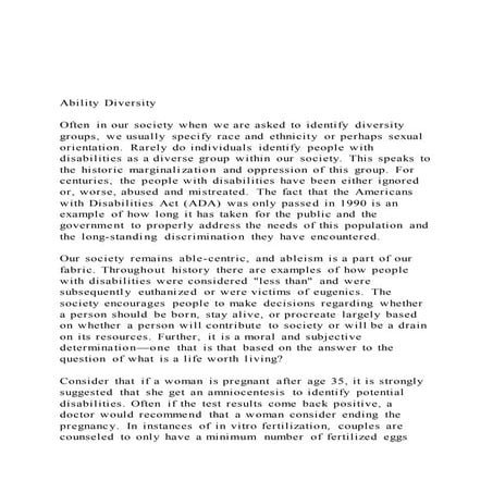 Ability DiversityOften in our society when we are asked 