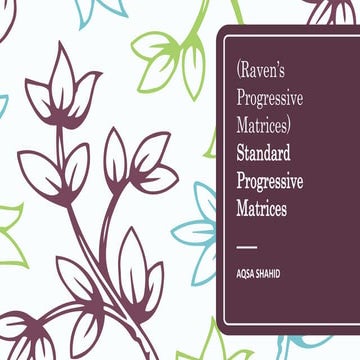 (Raven’s Progressive Matrices)Standard Progressive Matrices