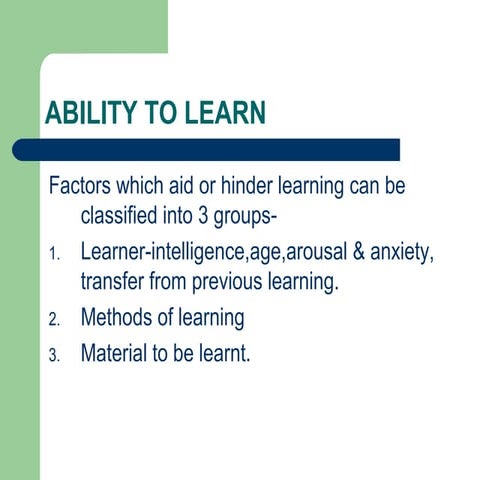 Ability to learn