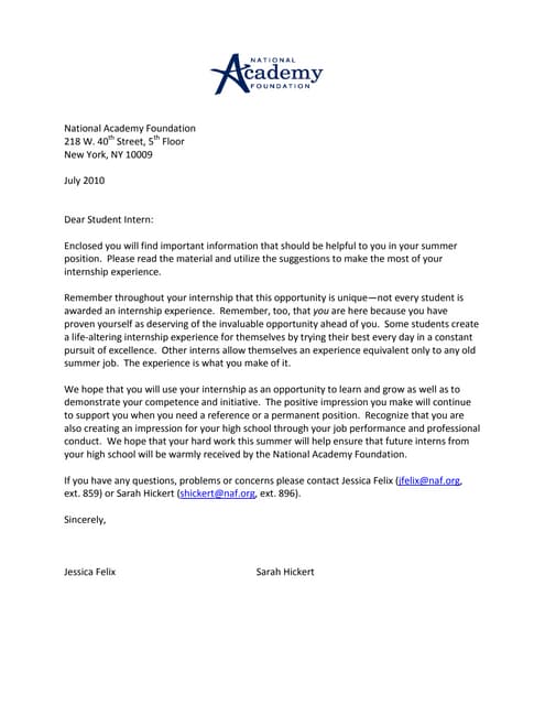 Implementing an Advisory Board Internship Program at your Academy - handouts