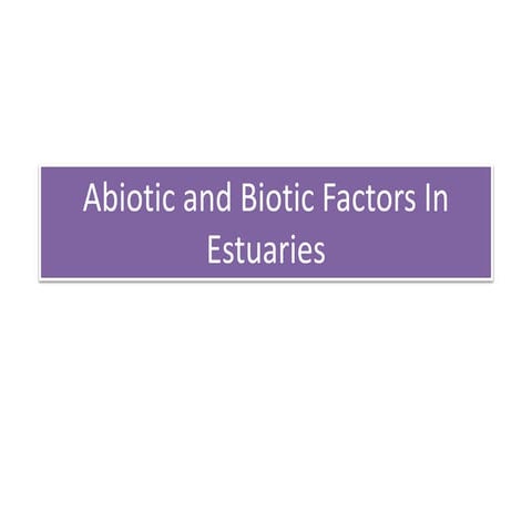 Abiotic and Biotic Factors in Estuaries