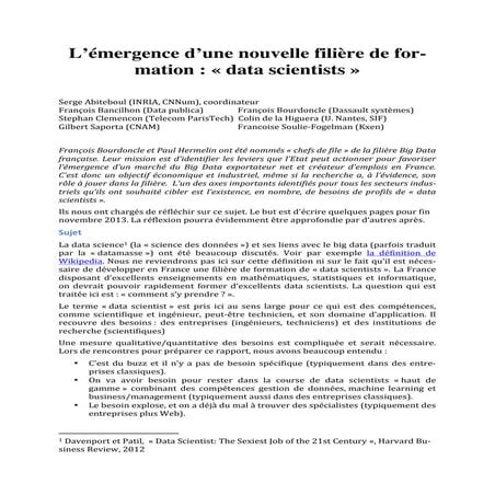 L'émergence d'une nouvelle filière de formation : data science