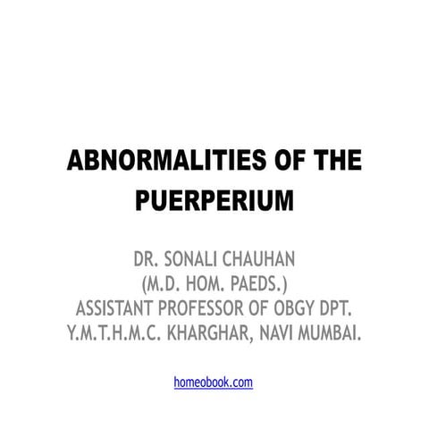 Abnormalities of puerperium in gynicology