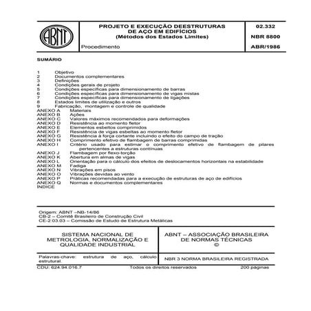 Abnt   nbr 8800 - projeto de estruturas de aço em edificios