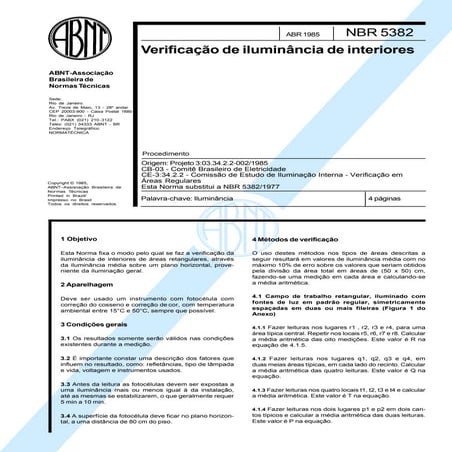 ABNT NBR 5382 85 - verificação de iluminância