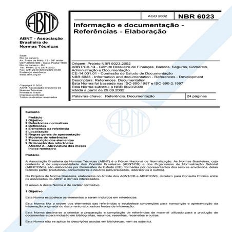 ABNT NBR 6023 - REFERÊNCIAS | PDF