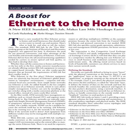 A Boost for Ethernet to the Home