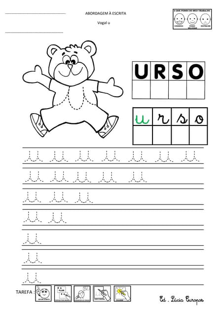 Abordagem à escrita urso 5 anos | PDF