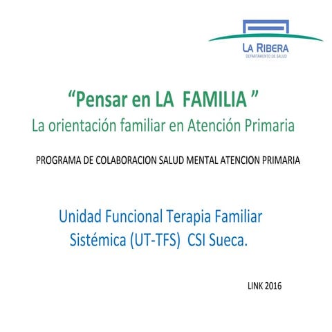 Pensar en la Familia: La Orientación Familiar en Atención Primaria
