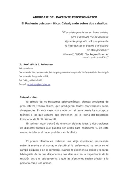 Abordaje psicosmatico