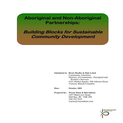 Aboriginal and Non-Aboriginal Partnerships: Building Blocks for Sustainable C...
