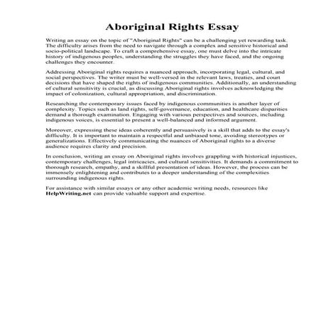 Aboriginal Rights Essay. Essay on the issue of aboriginal people  UHL 2612 - ...