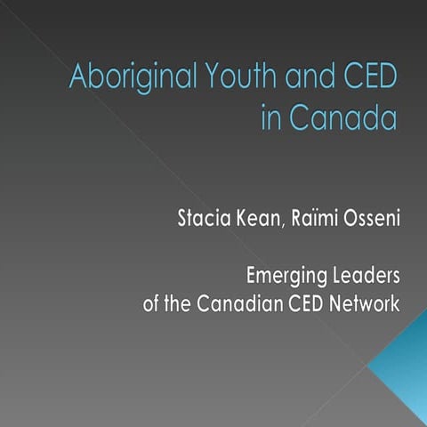 Aboriginal Youth And CED in Canada