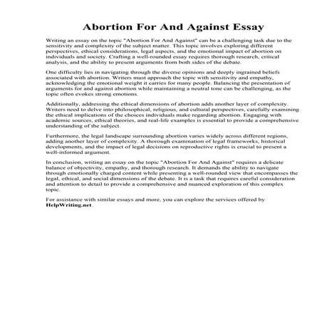 Abortion For And Against Essay. . People against abortion essays - writinggro...