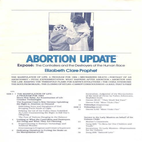 The Summit Lighthouse: Abortion update liner notes
