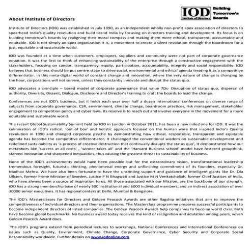 About institute of directors (iod) | PDF