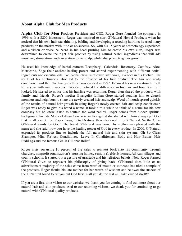 About Alpha Club For Men Products