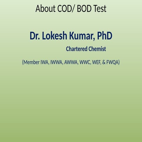 chemical oxygen demand -analysis using APHA manual | PPTX