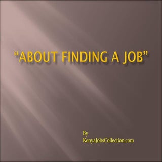 About finding a job