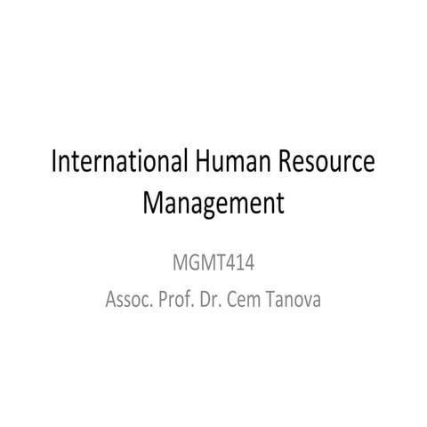 About globalisation and ihrm