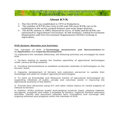 KRISHI VIGYAN KENDRA (KVK)