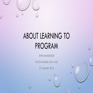 About learning to program