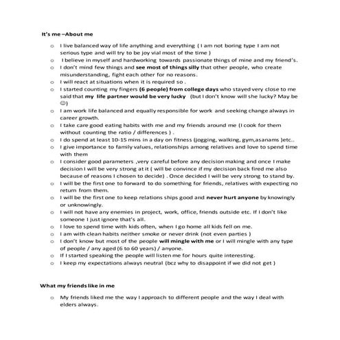 Dating profile examples | DOCX
