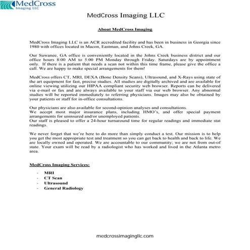 MedCross Imaging Centers in Georgia | PDF