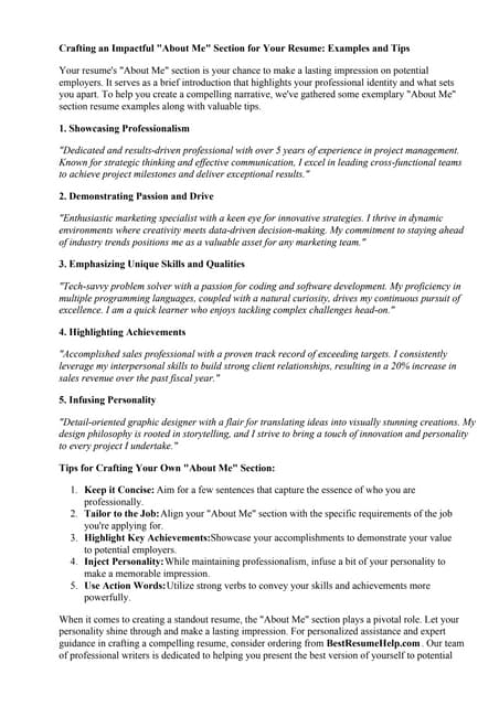 About Me Section Resume Examples - Aboutmesectionresumeexamples 240210170812 1989937f Thumbnail 