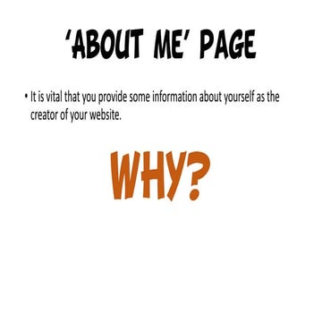 'About Me' pages and Widget Introduction