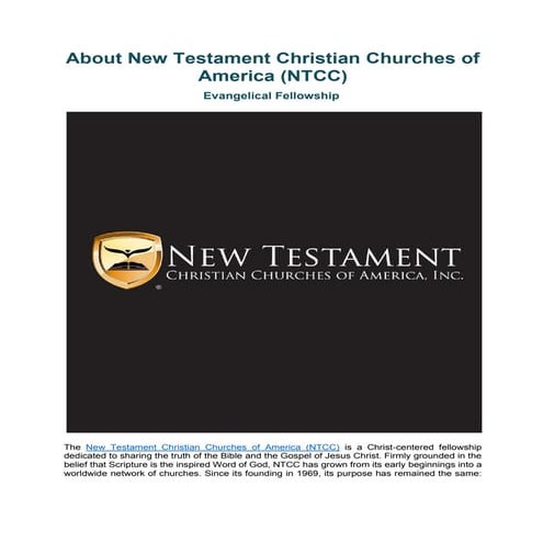 About New Testament Christian Churches of America (NTCC) | PDF