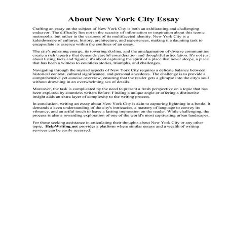 About New York City Essay. Essay starters for college essays new york