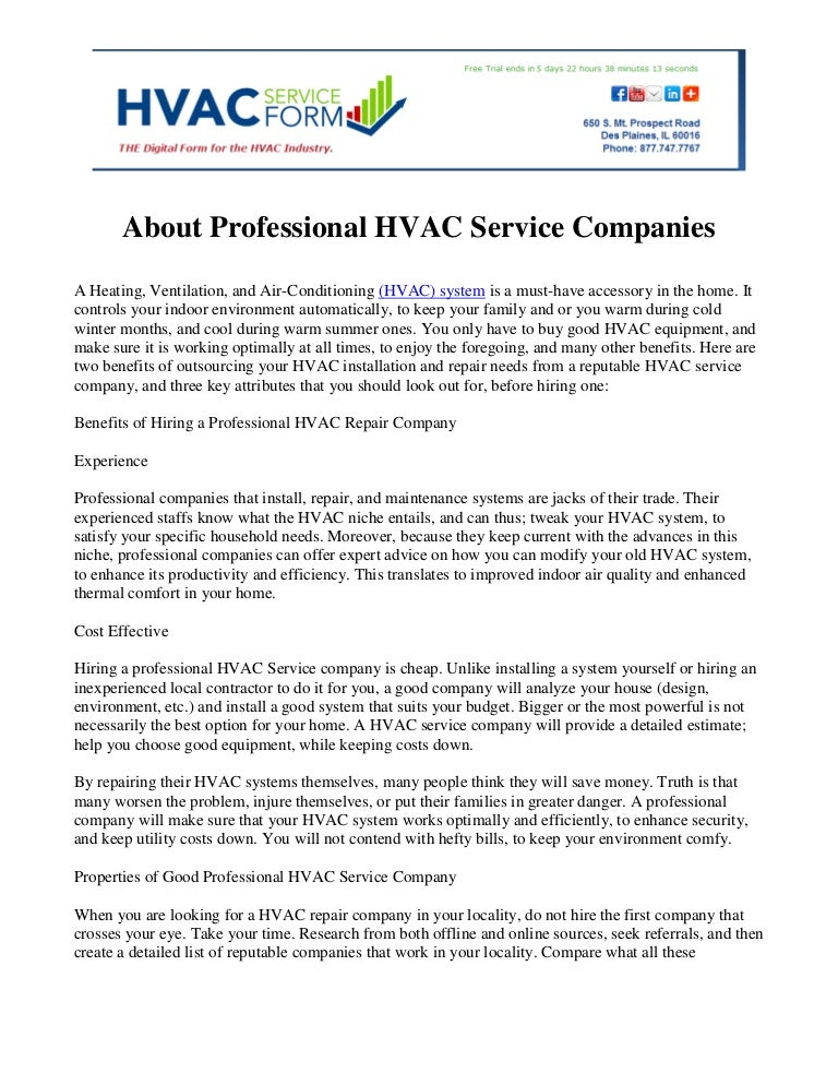 About professional hvac service companies