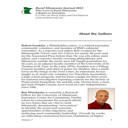 Rural Minnesota Journal: About the authors